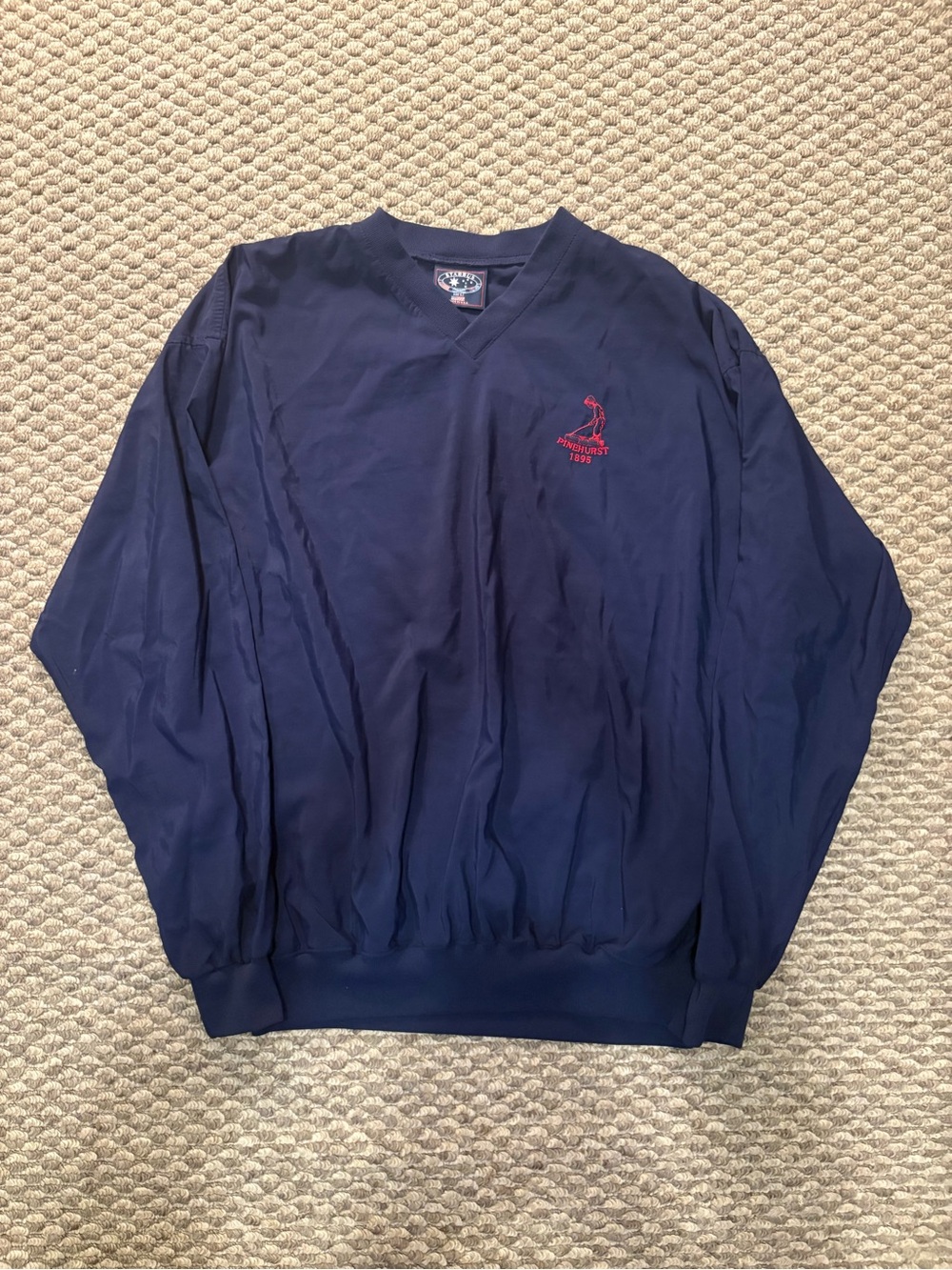 Vintage Starbus Pinehurst 1895 Golf Pullover Windbreaker Jacket Blue Men's Large